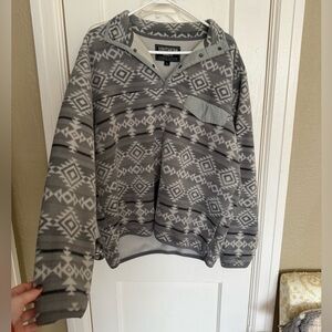 Southern Grit Gray and White Patterned Fleece Jacket. Good condition. Size L